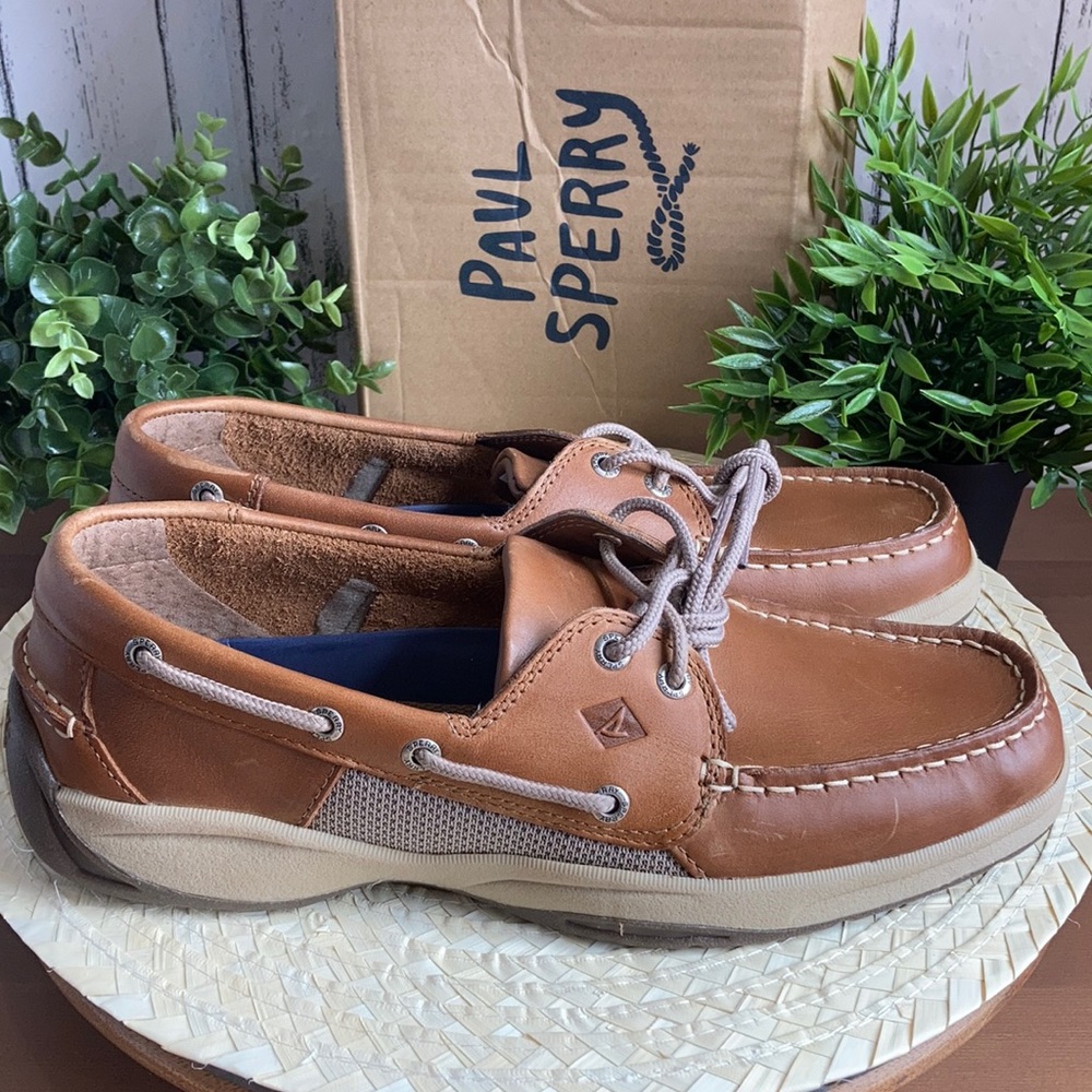 Sperry Men's Intrepid Leather Boat Shoes Tan - Picture 5 of 8